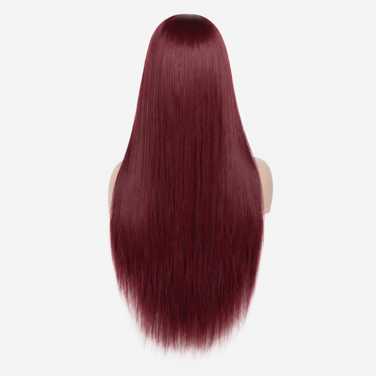 Cherry Burgundy 4x4-5x5 Closure Straight Hair Wigs
